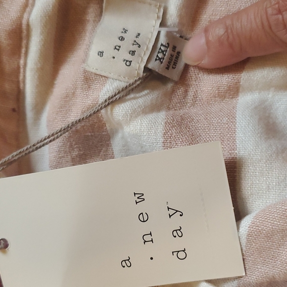 NWT A New Day Women's Linen Blend Peach/White Long Sleeve Shirt Dress - XXL - Picture 6 of 7